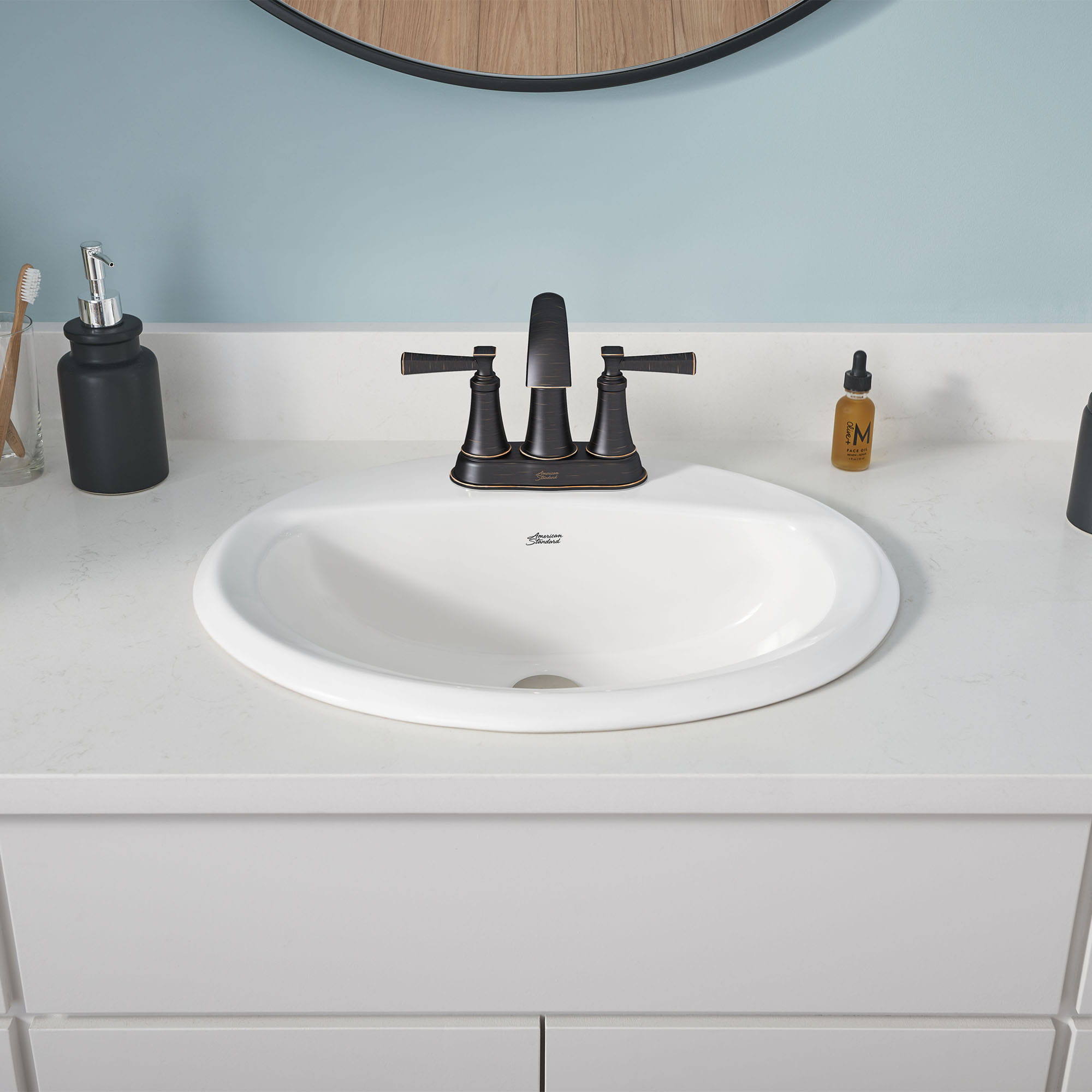Reliant Oval Drop-In Bathroom Sink, 4-in. Centerset Holes